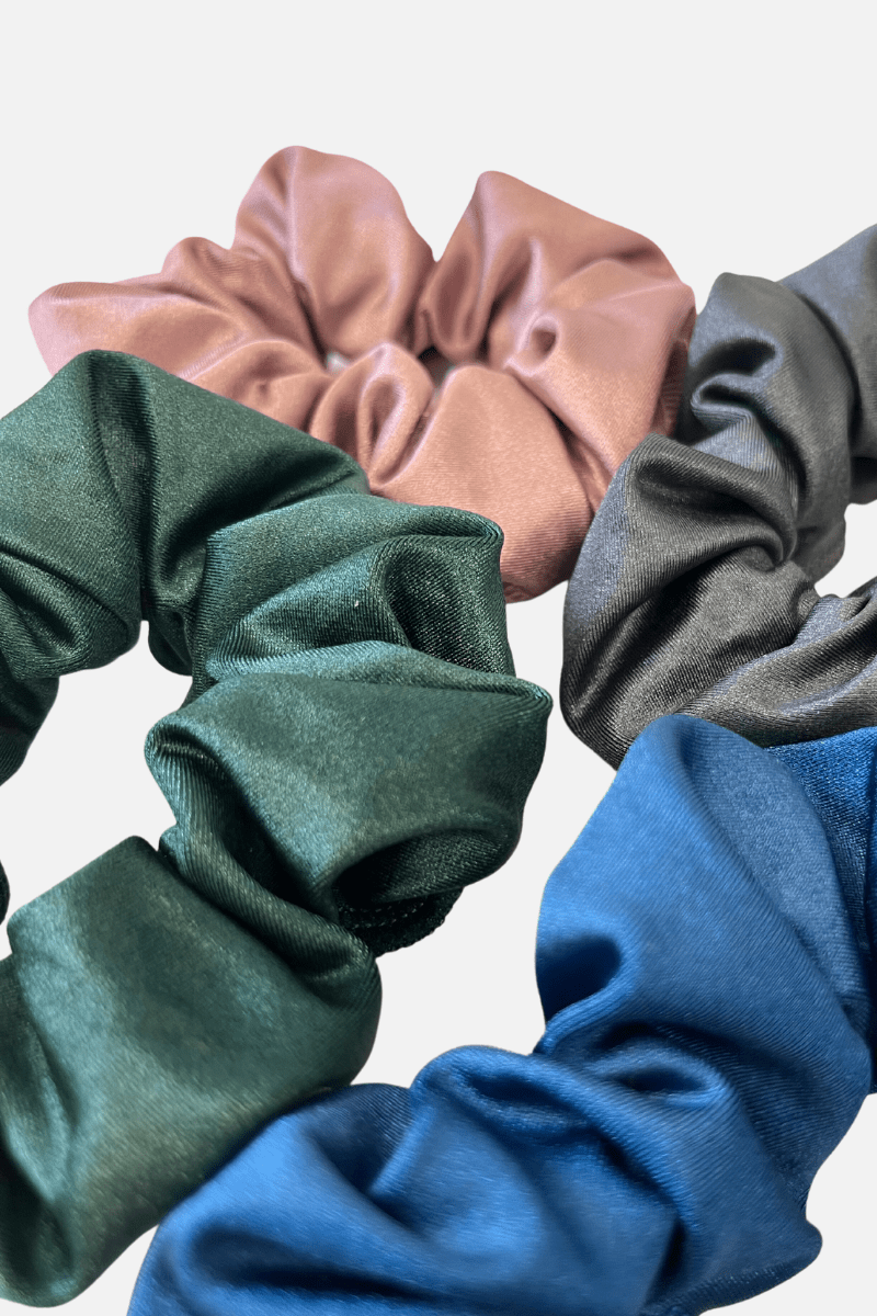 Green Wetlook Lycra Scrunchie - simple - Quatro Gymnastics UK
