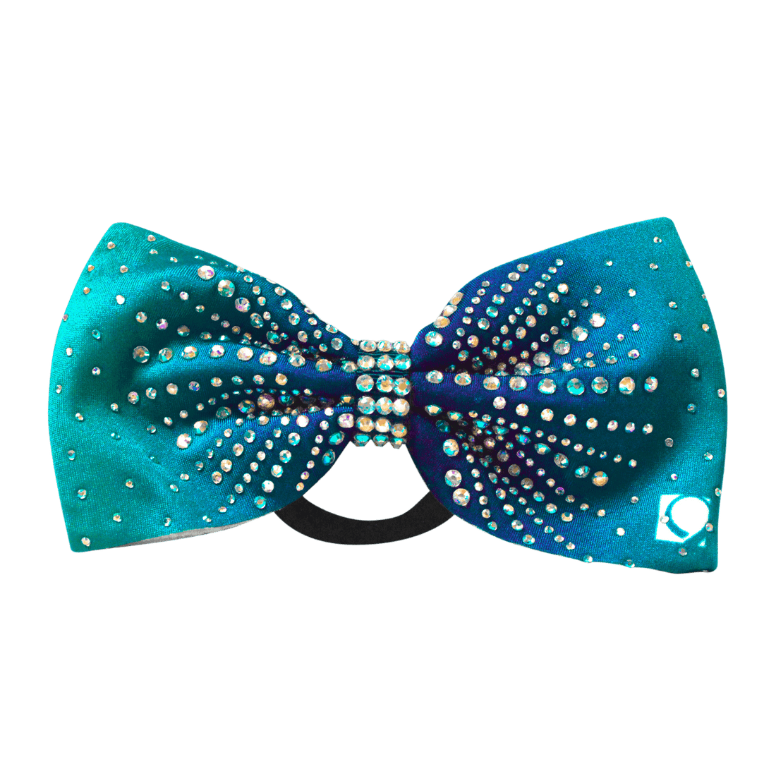 Teal to Navy Rhinestone Bow - simple - Quatro Gymnastics UK